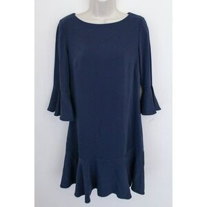 Sail to Sable STS Shift Dress Size 4 Navy Blue 3/4 Bell Sleeve Boat Neck Relaxed